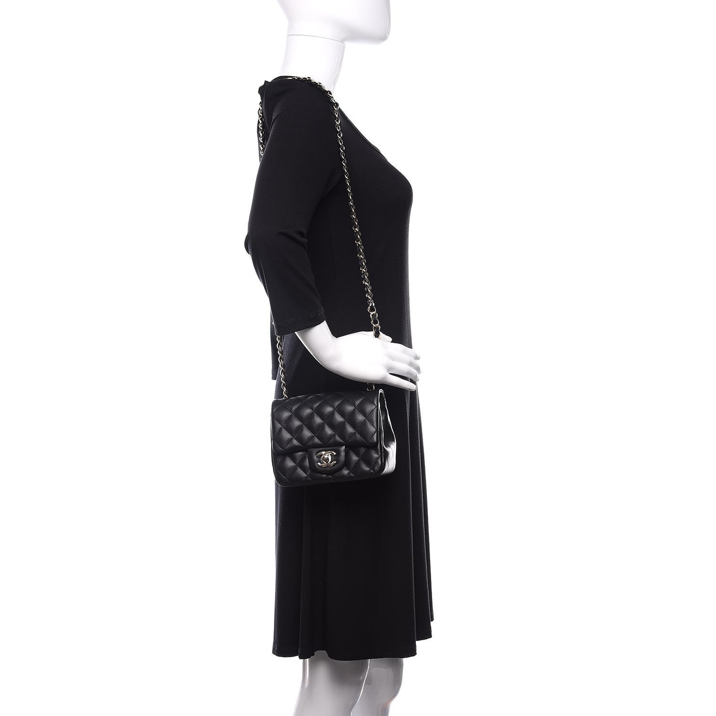 Lambskin Quilted Mini Square Flap Black