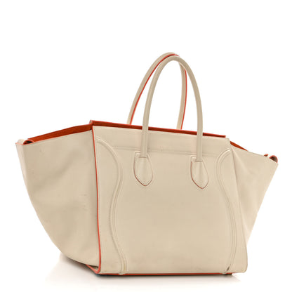 Celine Smooth Calfskin Medium Phantom Luggage Chalk Orange Trim 2 of 17