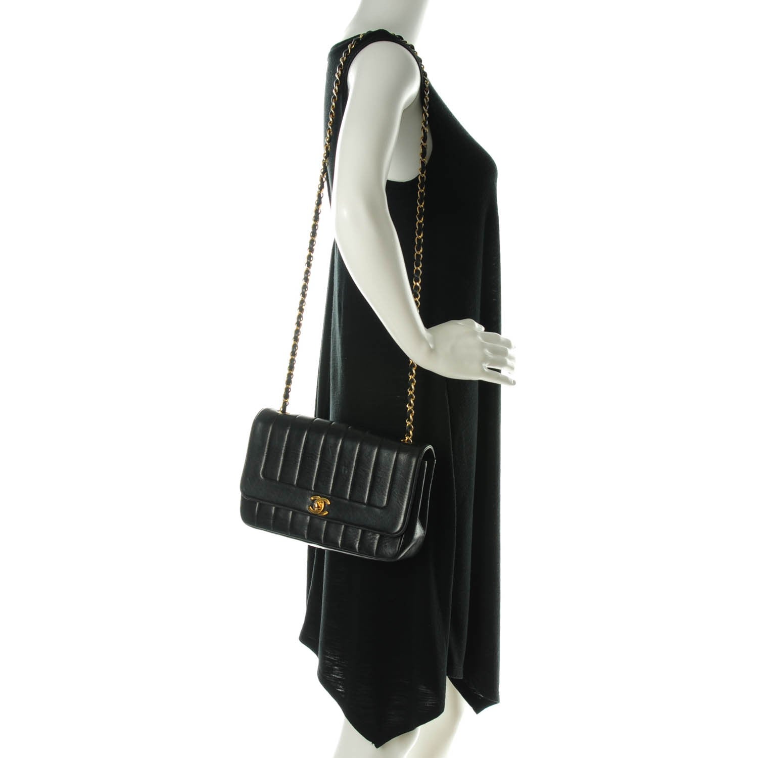 Chanel Lambskin Vertical Quilted Medium Single Flap Black 2 of 8