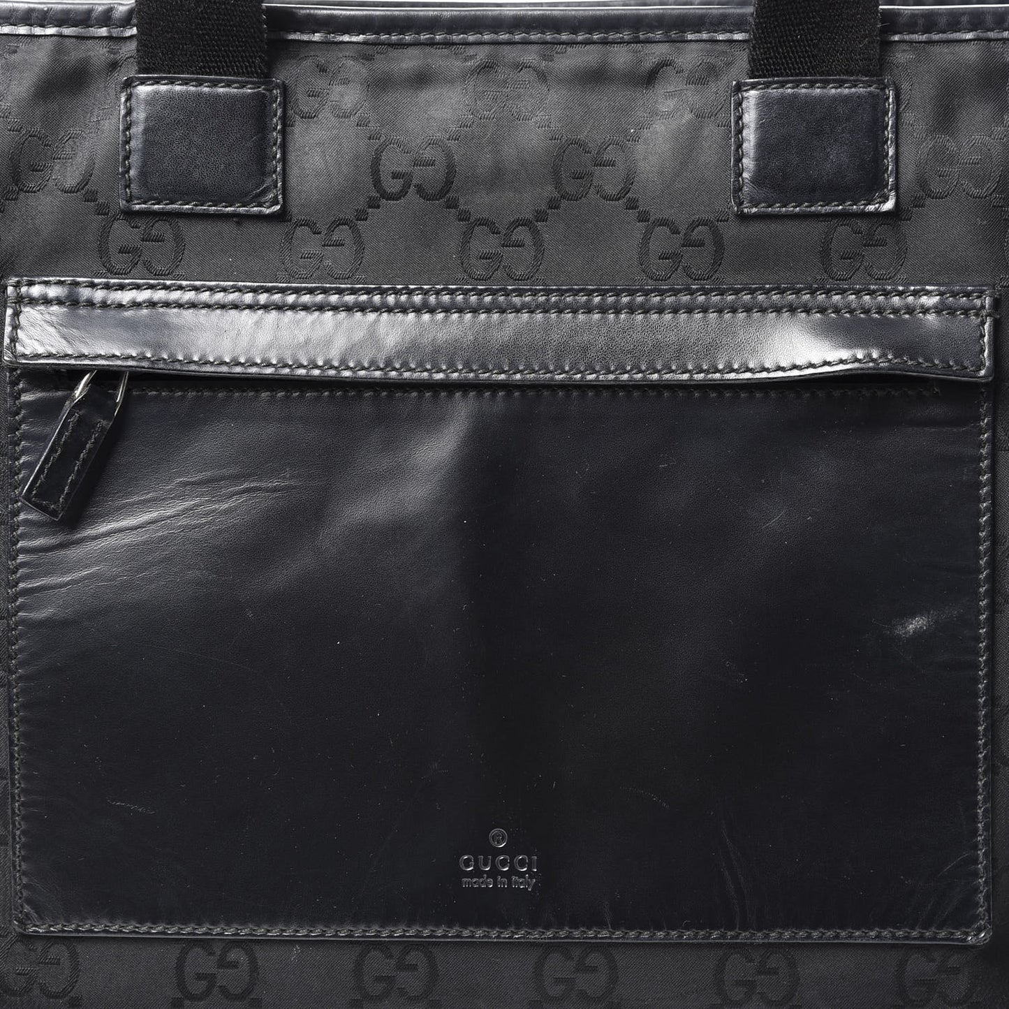 Nylon Monogram Calfskin Large Tote Bag Black