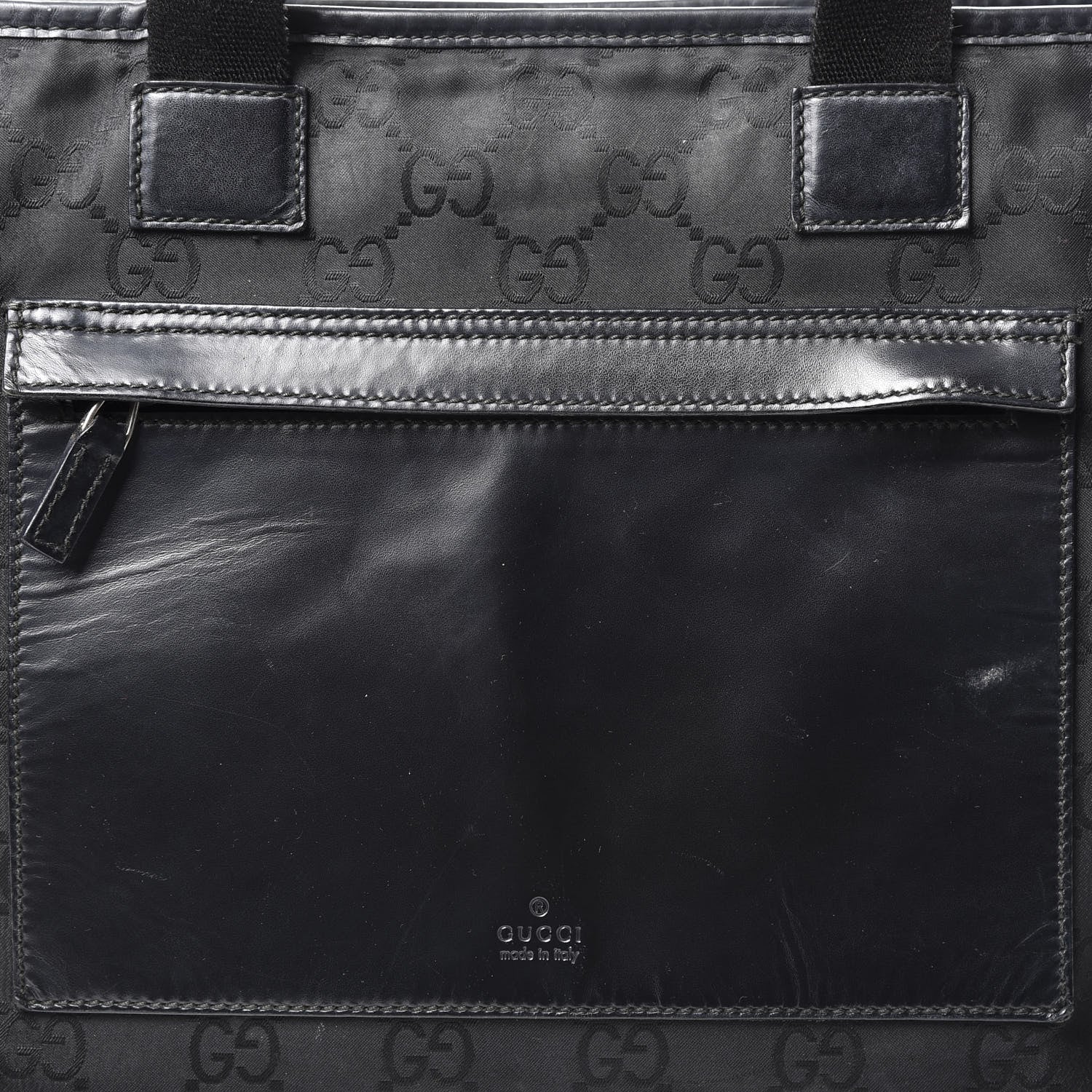 Gucci Nylon Monogram Calfskin Large Tote Bag Black 10 of 13