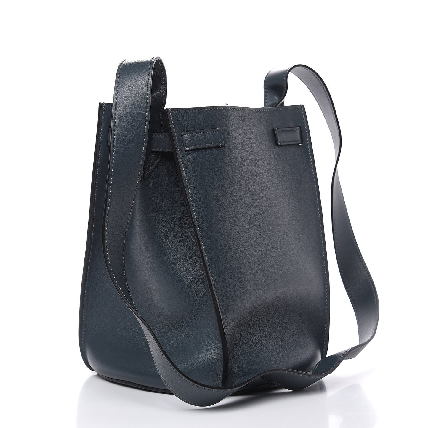 Smooth Calfskin Long Strap Big Bucket Bag Slate
