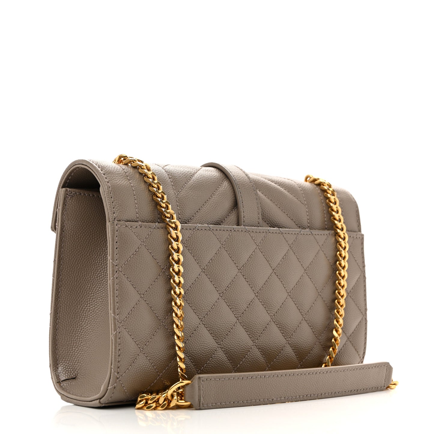 Grain De Poudre Textured Mixed Matelasse Triquilt Small Monogram Satchel Greyish Brown