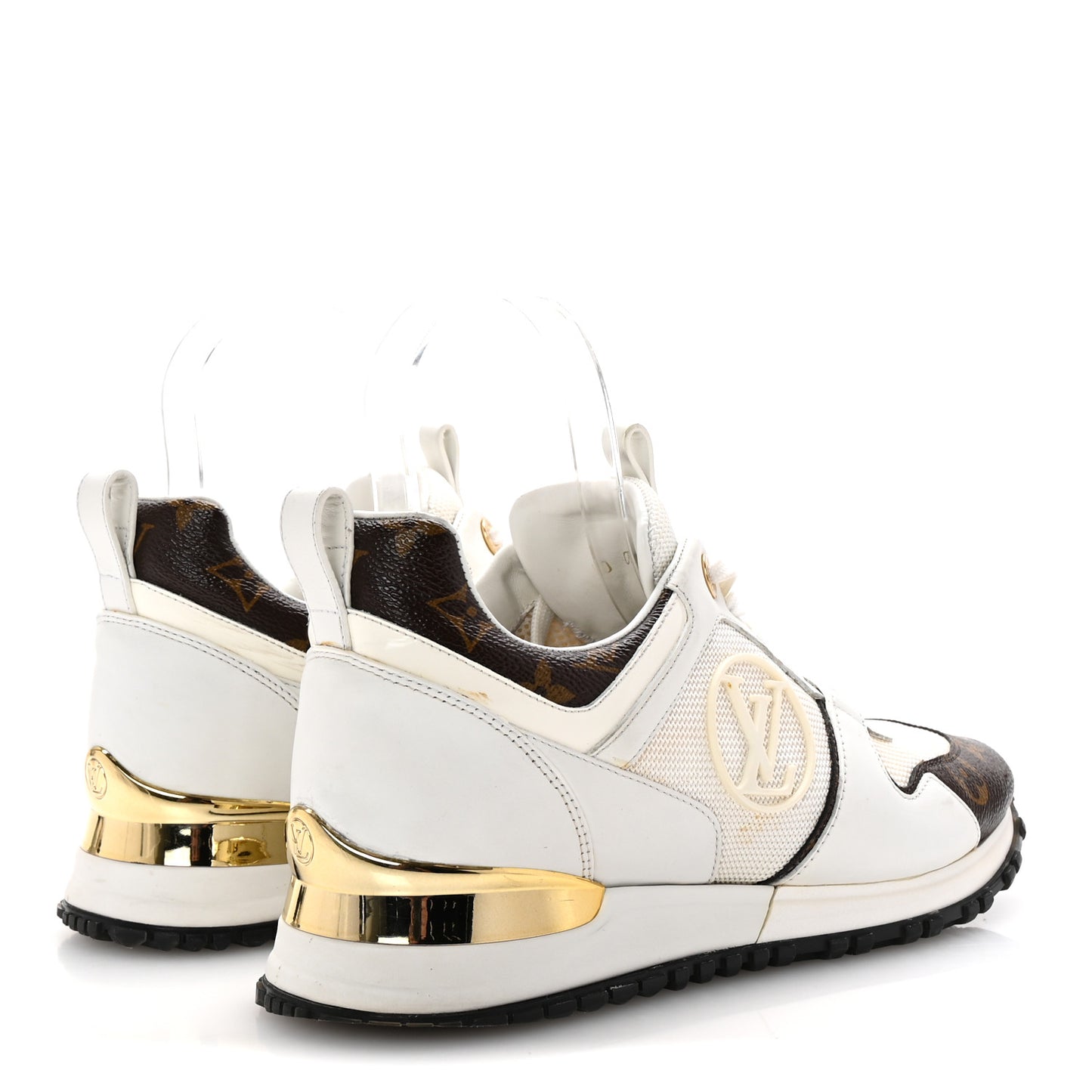 Calfskin Monogram Run Away Sneakers 38 White