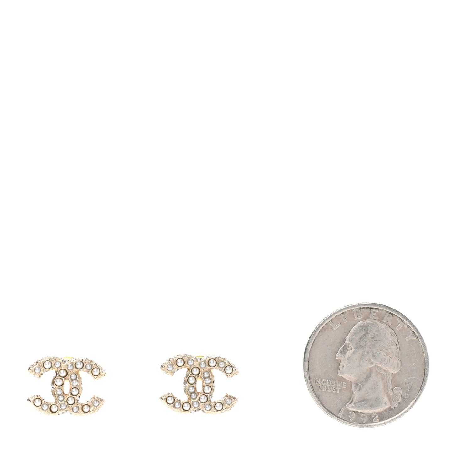 Pearl Crystal CC Earrings Light Gold