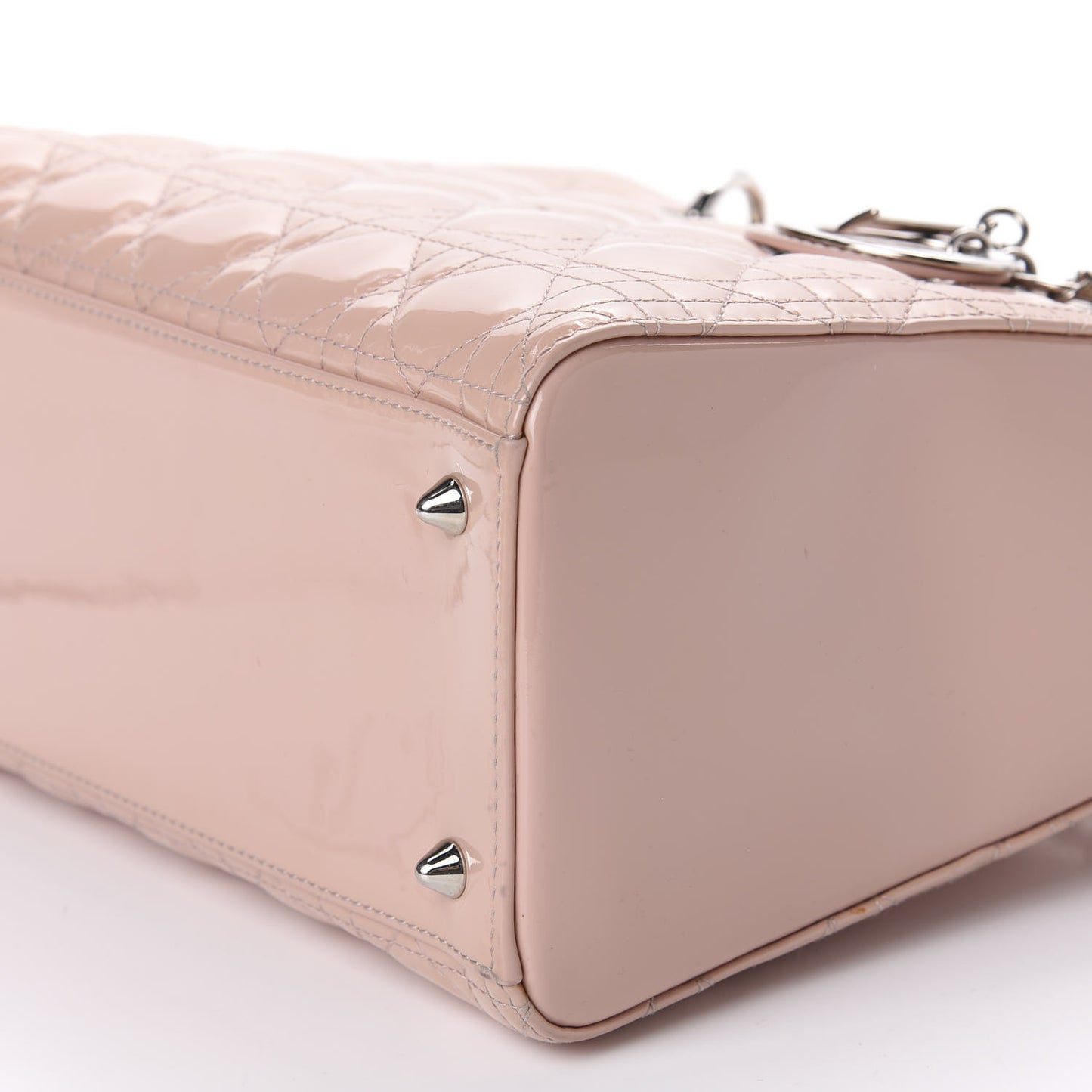 Patent Cannage Medium Lady Dior Rose Clair