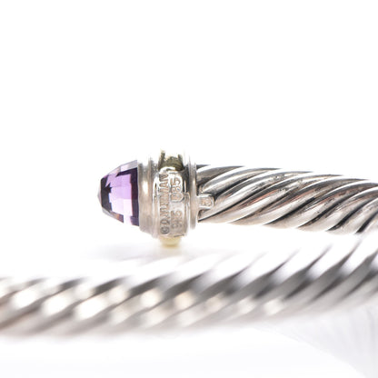 David Yurman Sterling Silver 14K Yellow Gold Amethyst 7mm Cable Classics Bracelet 5 of 5