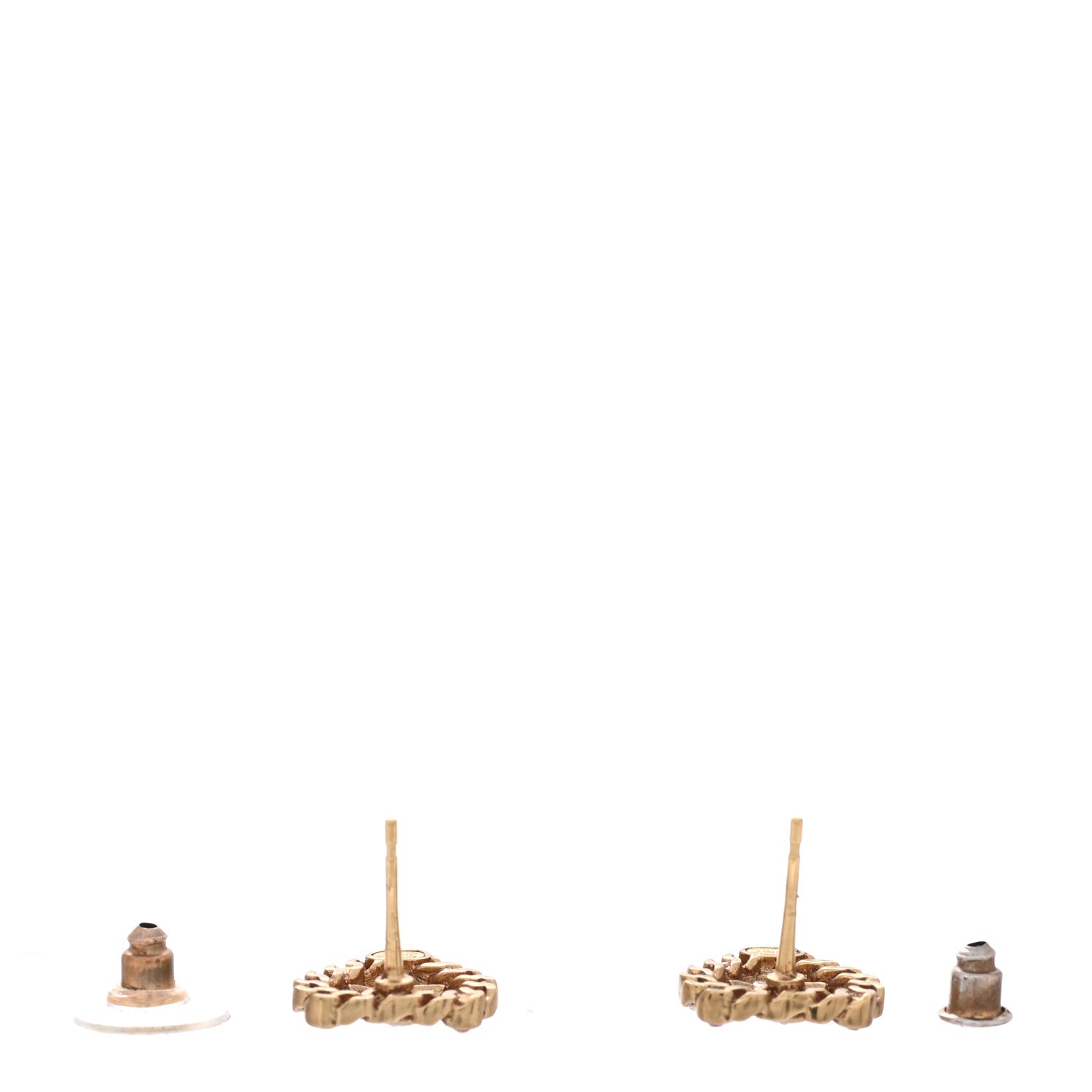 Chanel Pearl Crystal CC Heart Earrings Gold Multicolor 3 of 6