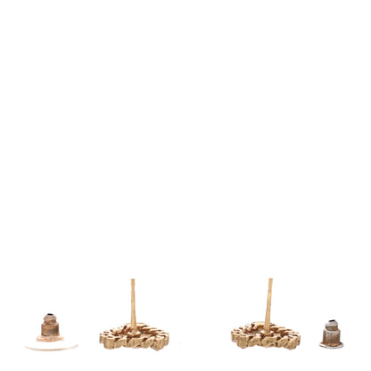 Chanel Pearl Crystal CC Heart Earrings Gold Multicolor 3 of 6