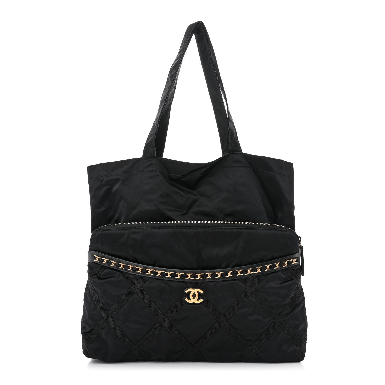 Chanel Nylon Grosgrain Large Lifestyle Pouch With Foldable Tote Black 1 of 11