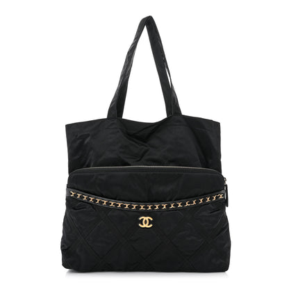 Chanel Nylon Grosgrain Large Lifestyle Pouch With Foldable Tote Black 1 of 11