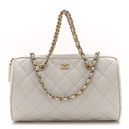 Chanel Caviar Quilted Barrel Clutch With Chain White 1 of 10