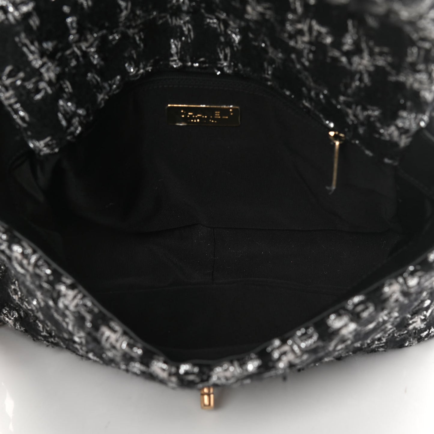 Tweed Quilted Large Chanel 19 Flap Black Ecru White