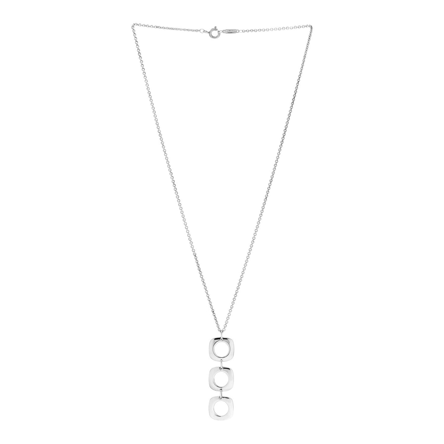 Sterling Silver Cushion Square Link Pendant Necklace