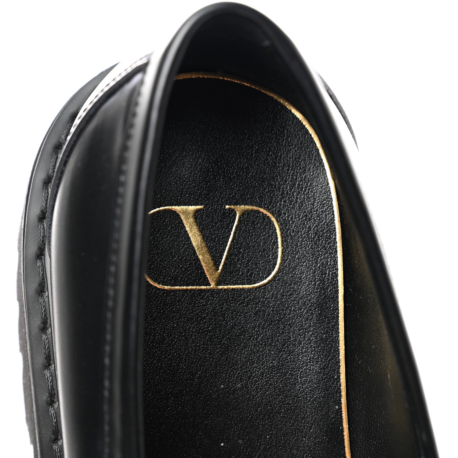 Valentino Garavani Calfskin VLogo Loafers 38.5 Black 7 of 9