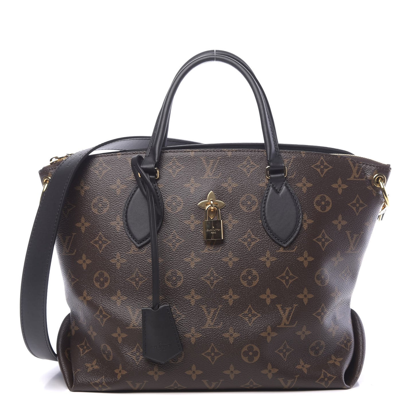 Monogram Flower Zipped Tote MM Black
