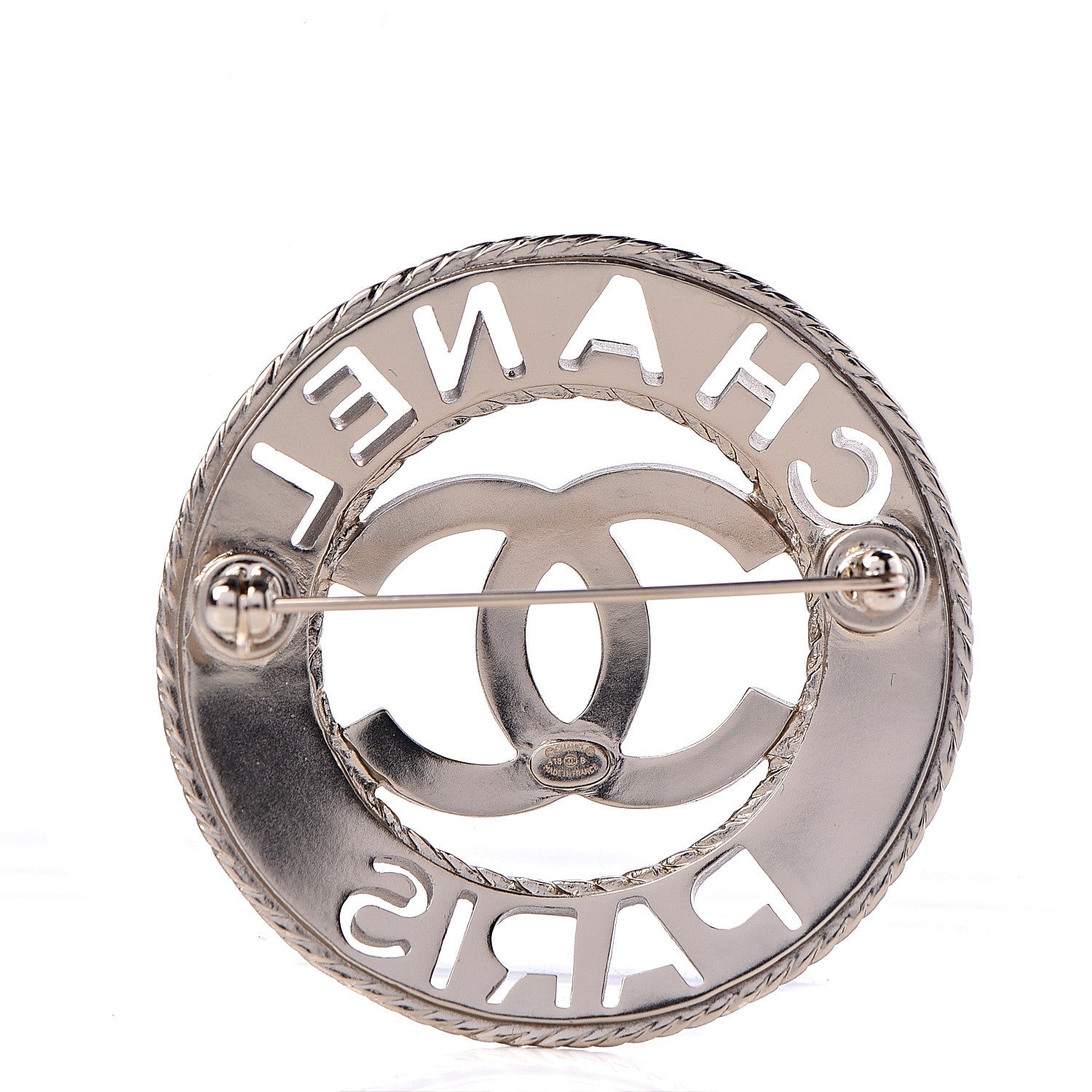 Chanel Metal CC Paris Brooch Light Gold 3 of 5