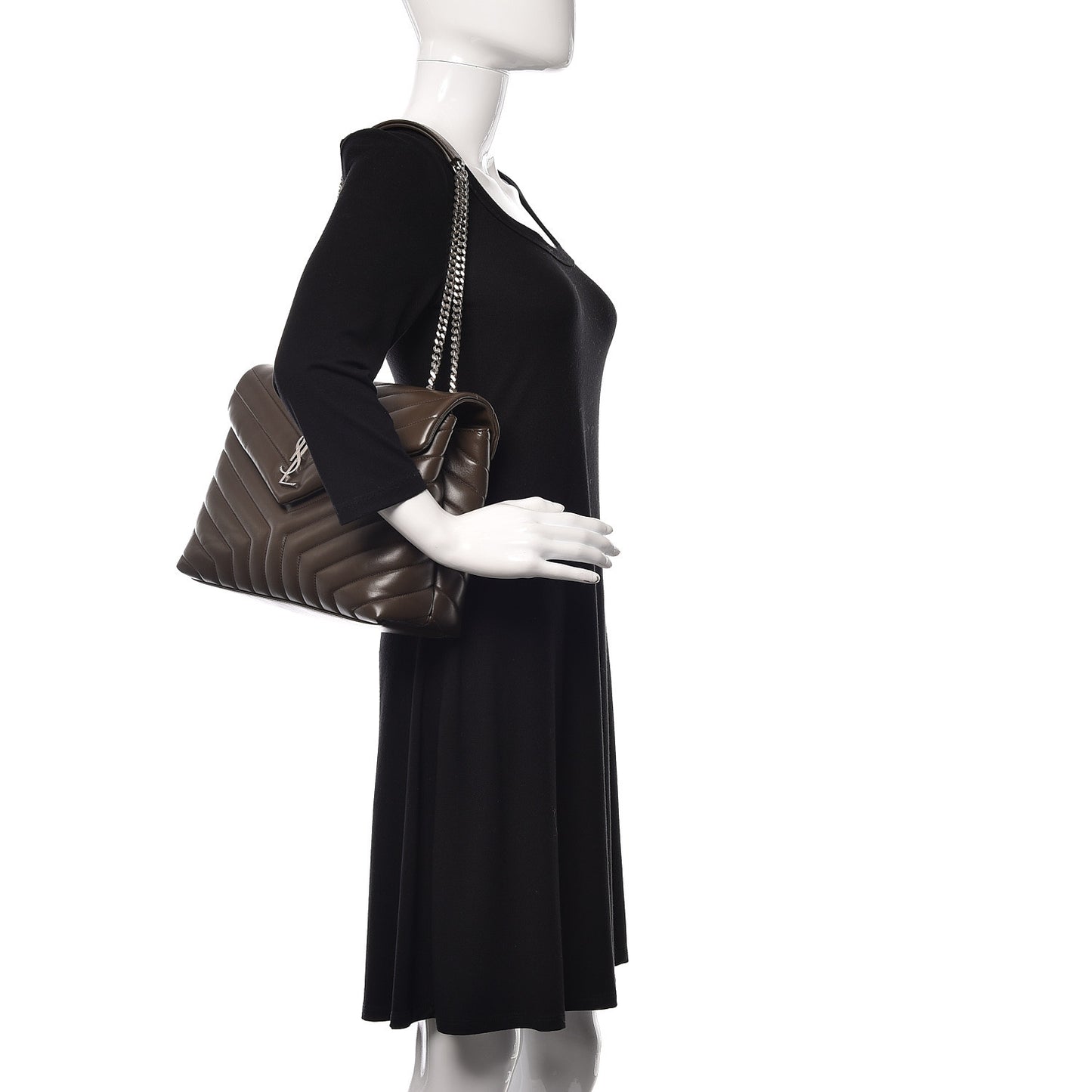 Calfskin Y Quilted Monogram Medium Loulou Chain Satchel Faggio