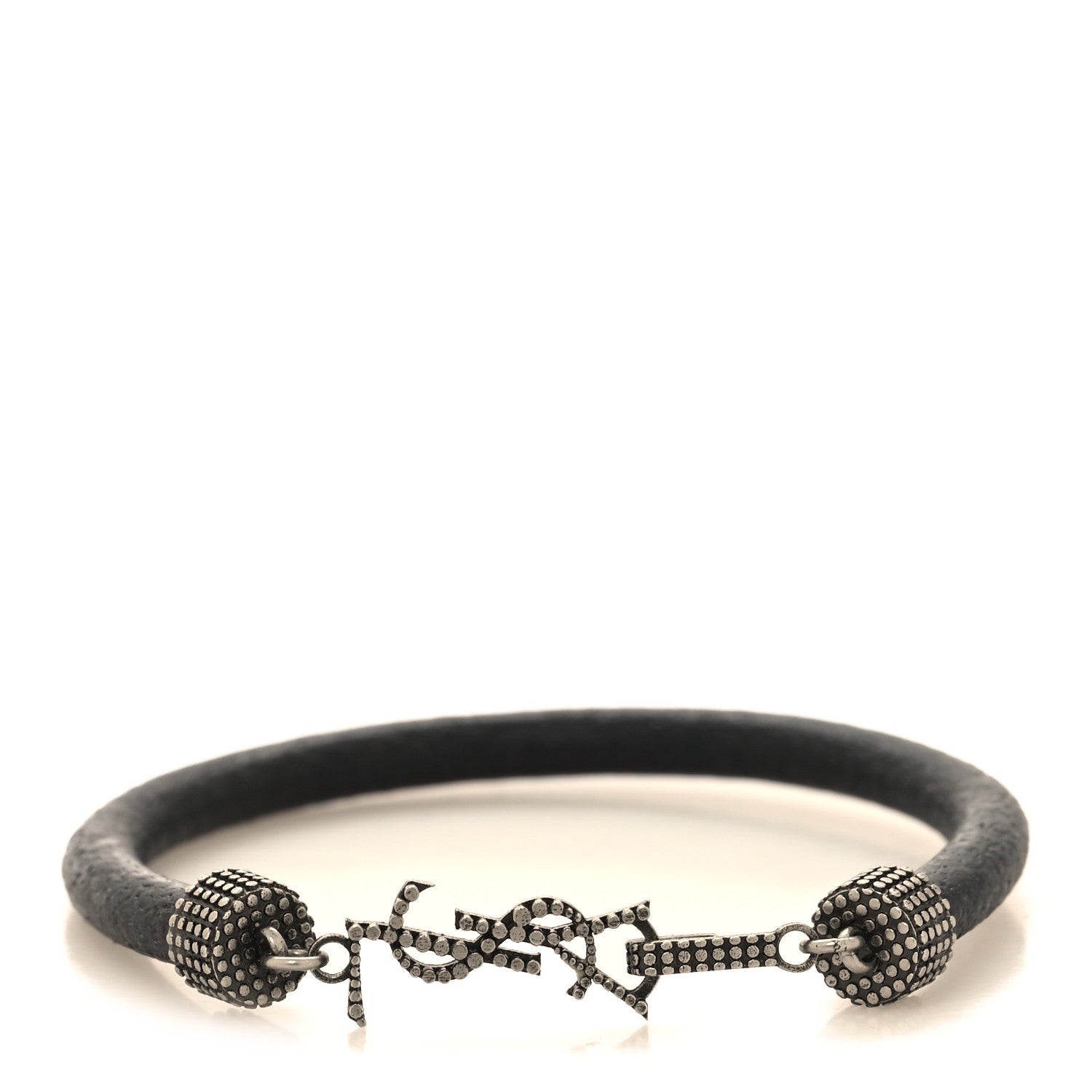 Saint Laurent Crinkled Calfskin Opyum Bracelet Black 1 of 4