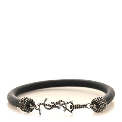 Saint Laurent Crinkled Calfskin Opyum Bracelet Black 1 of 4