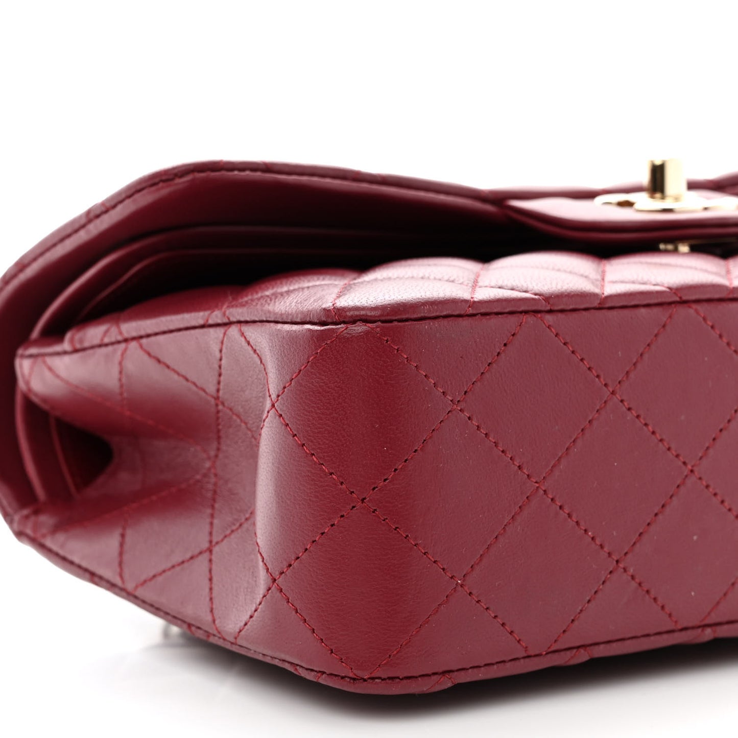 Lambskin Quilted Small Double Flap Burgundy