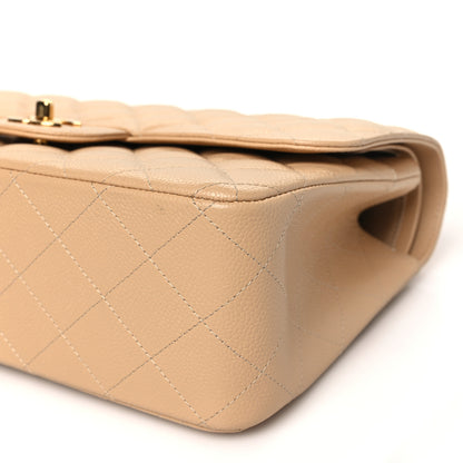 Chanel Caviar Quilted Jumbo Double Flap Light Beige 10 of 11