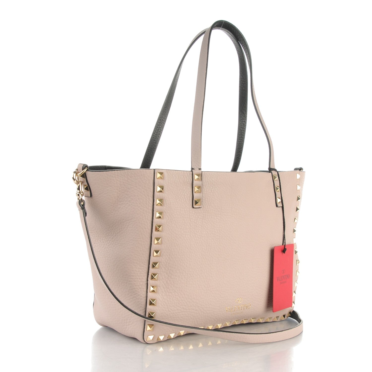 Valentino Garavani Calfskin Small Rockstud Reversible Tote Black Poudre 3 of 7
