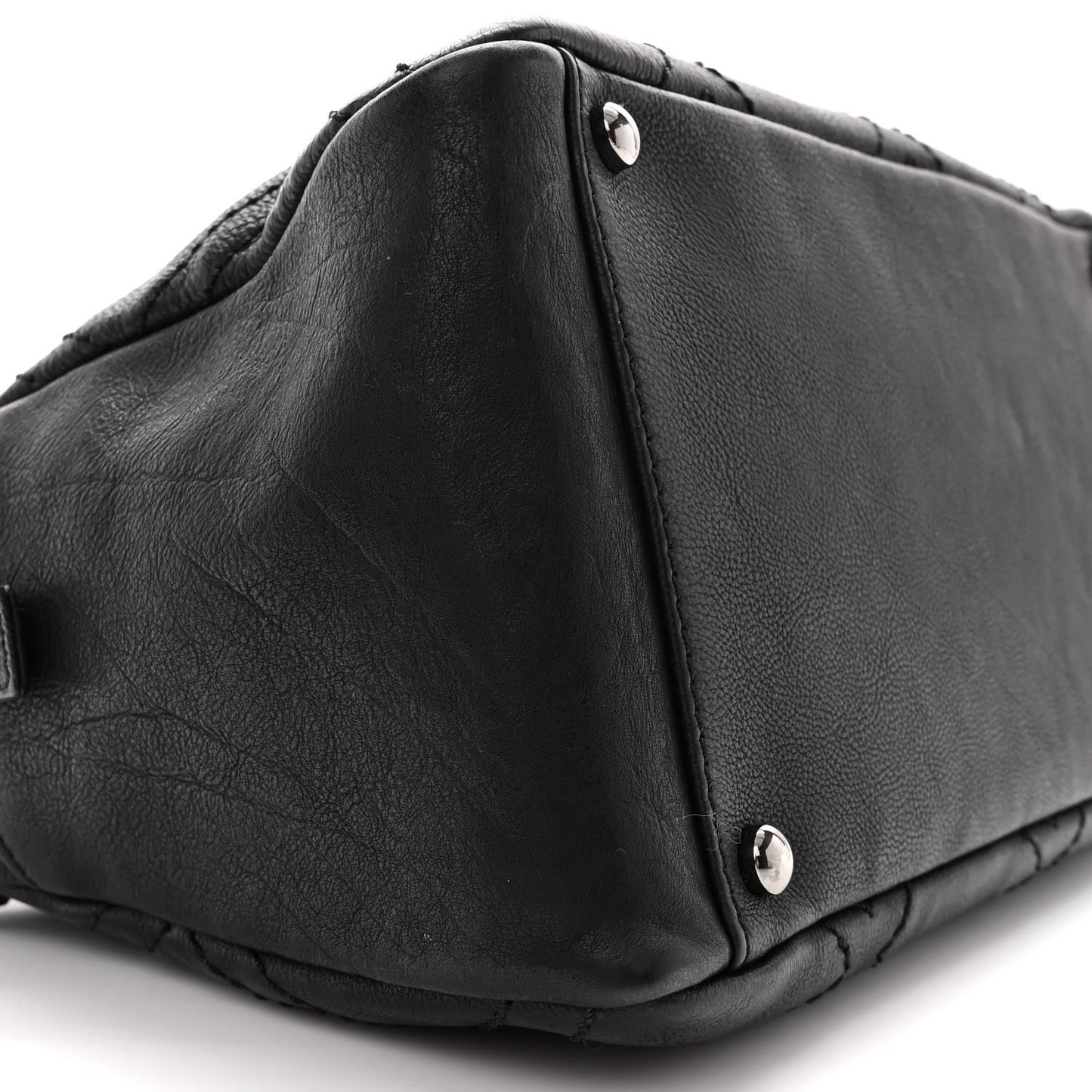 Calfskin Small Diamond Stitch Tote Black