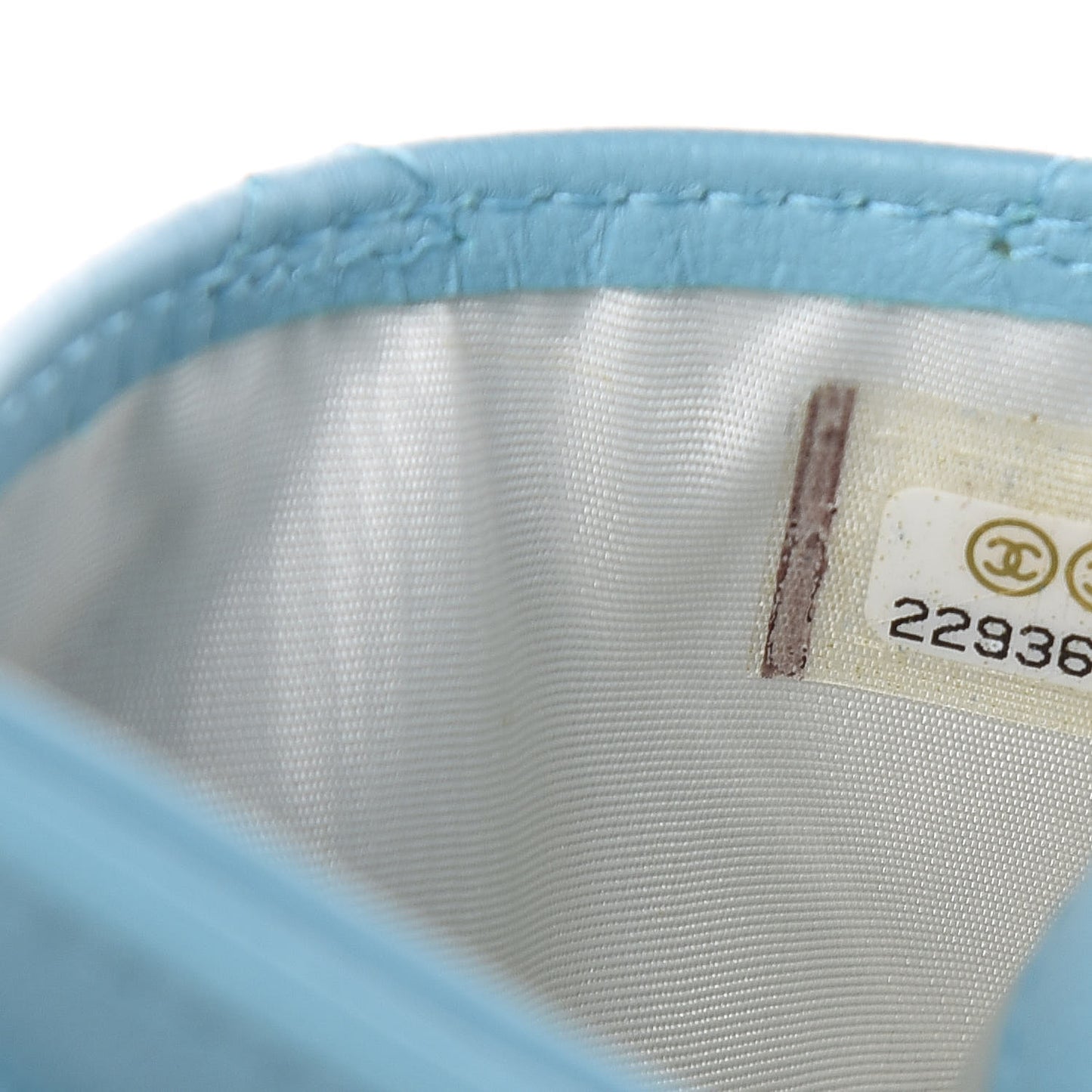 Lambskin Quilted Card Holder Light Blue