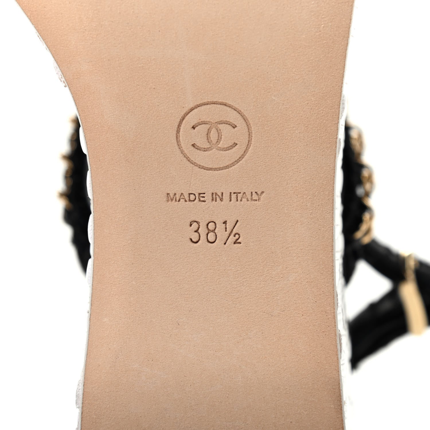 Chanel Tweed Chain Platform Sandals 38.5 Black 7 of 8