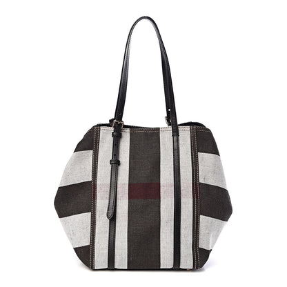 Burberry Canvas Mega Check Medium Padstow Tote Black 3 of 11