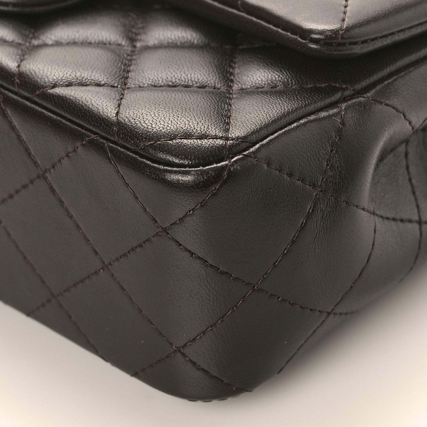 Chanel Lambskin Quilted Mini Rectangular Flap Dark Brown 9 of 9