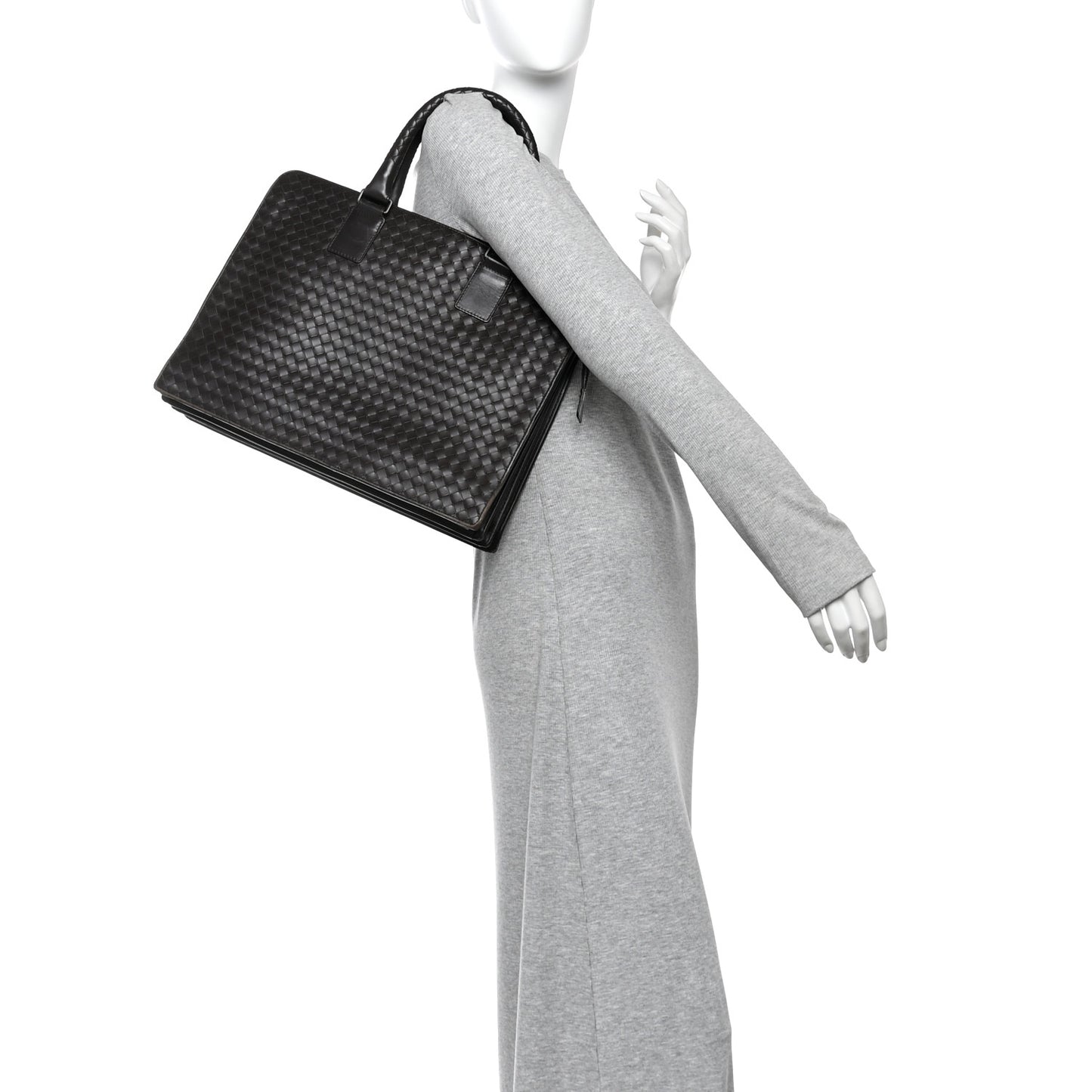 Nappa Intrecciato Briefcase Ebano