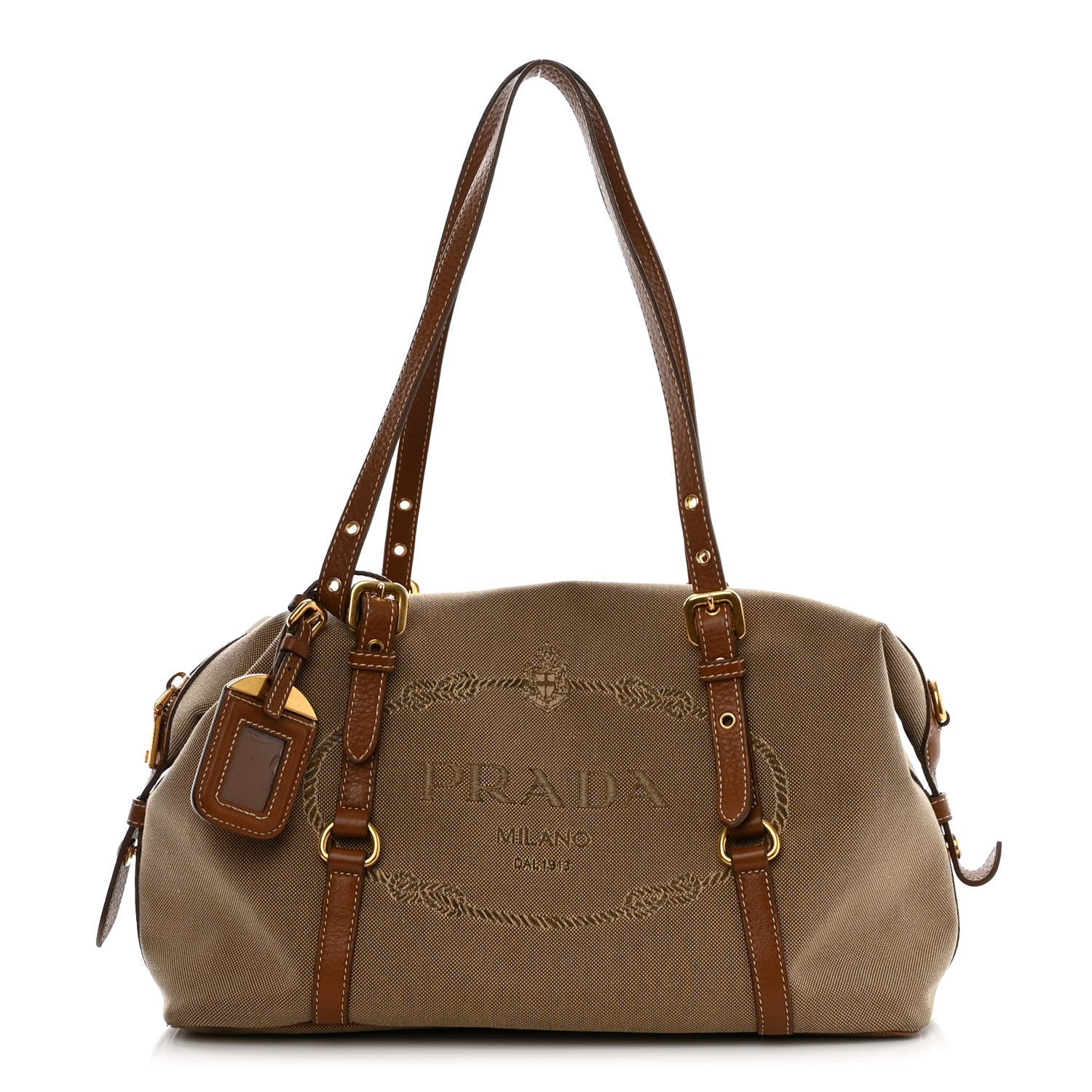 Prada Jacquard Logo Tote Brown 1 of 15