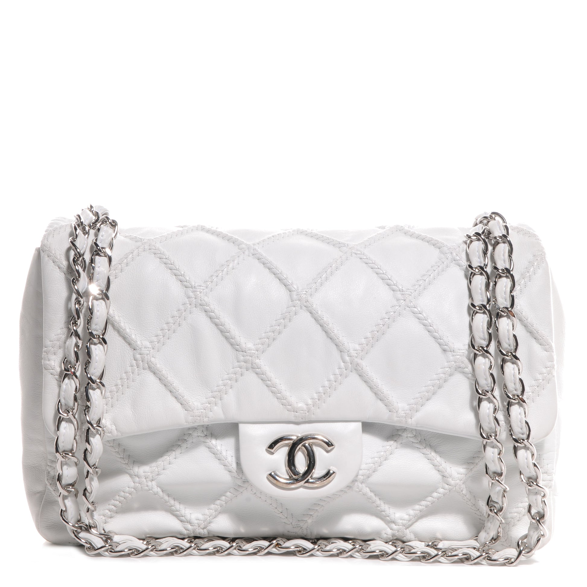 Chanel Calfskin Stitched Large Flap White 1 of 7