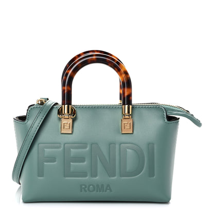 Fendi Vitello King Plexiglass Logo Embossed Mini By The Way Top Handle Boston Bag Menta 1 of 11