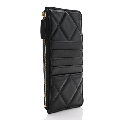 Chanel Goatskin Quilted Chanel 19 Flat Wallet Pouch Black 3 of 9