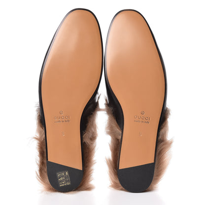 Gucci Calfskin Fur Dragon UFO Embroidered Mens Princetown Slippers 9 Black 9 of 10