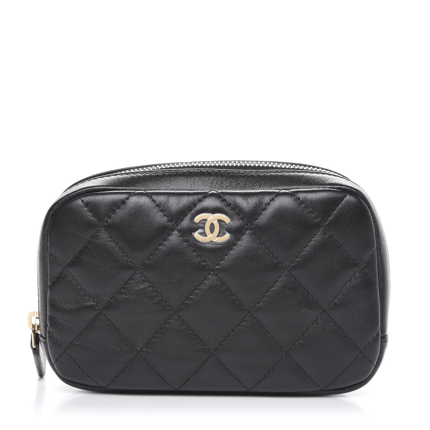 Chanel Lambskin Quilted Small Curvy Pouch Cosmetic Case Black 1 of 9