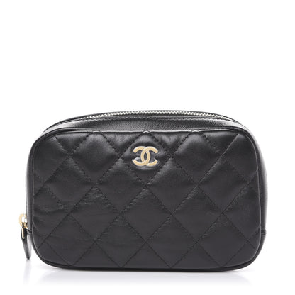 Chanel Lambskin Quilted Small Curvy Pouch Cosmetic Case Black 1 of 9