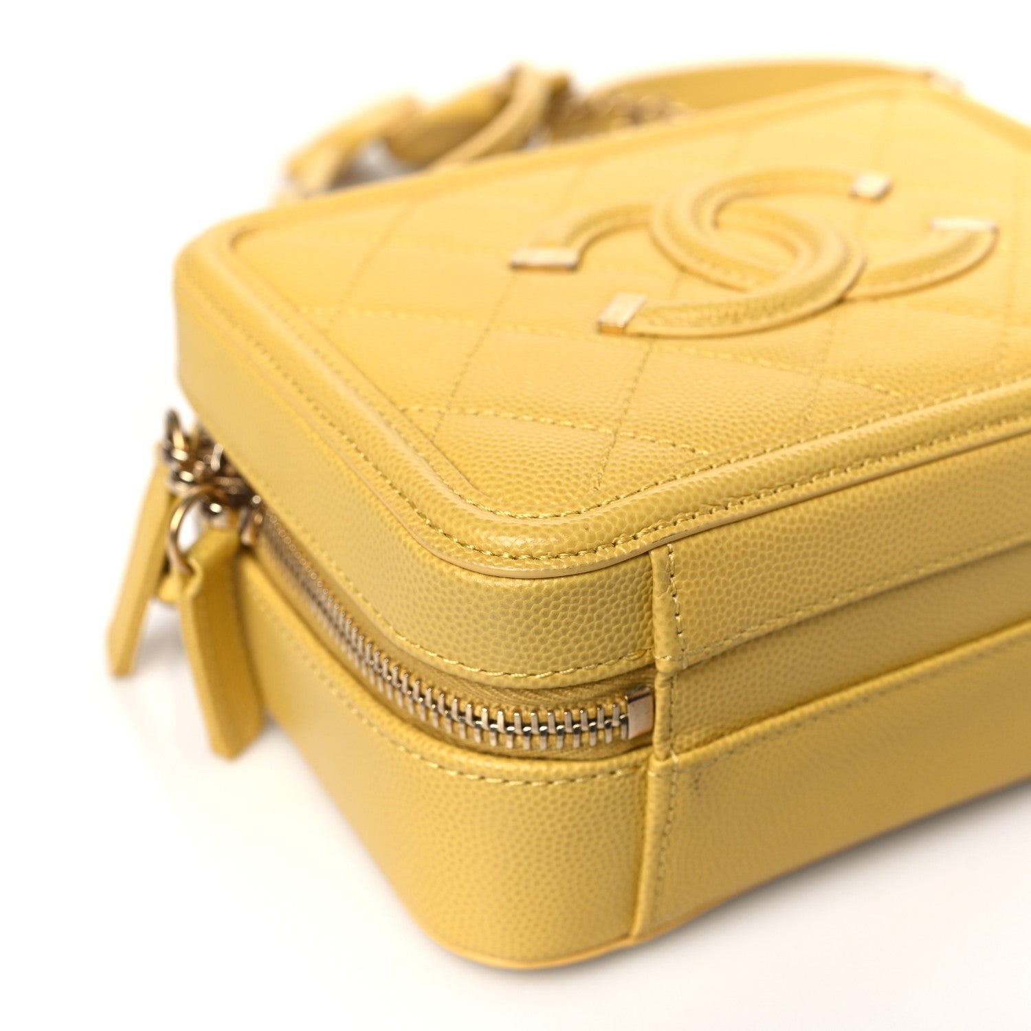 Chanel Caviar Quilted Small CC Filigree Vanity Case Yellow 8 of 10