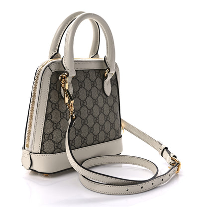 Gucci GG Supreme Monogram Azalea Calfskin Mini Horsebit 1955 Top Handle Bag Beige Ebony Mystic White 3 of 8