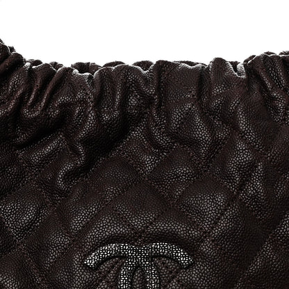 Chanel Distressed Glazed Caviar Quilted Large Elastic Tote Brown 8 of 10