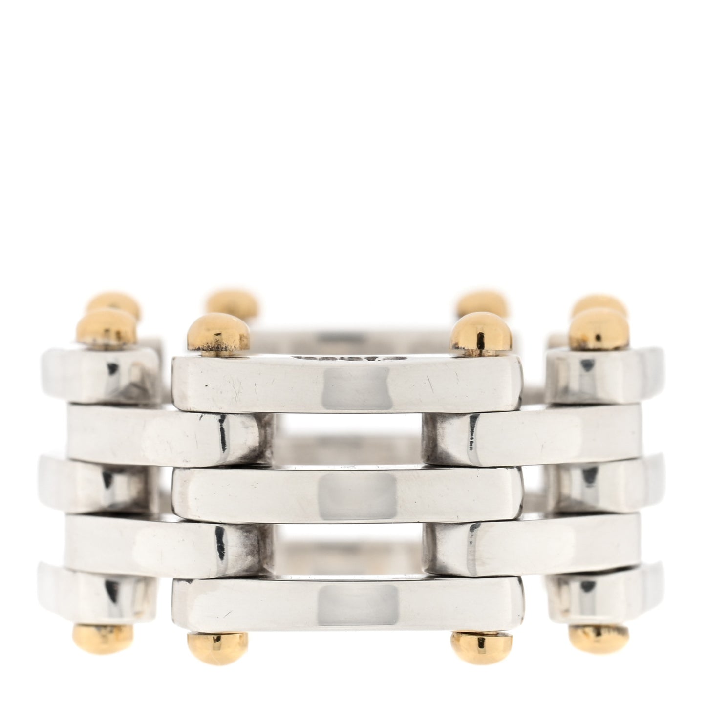 Sterling Silver 18K Yellow Gold Gatelink Ring 50 5.5