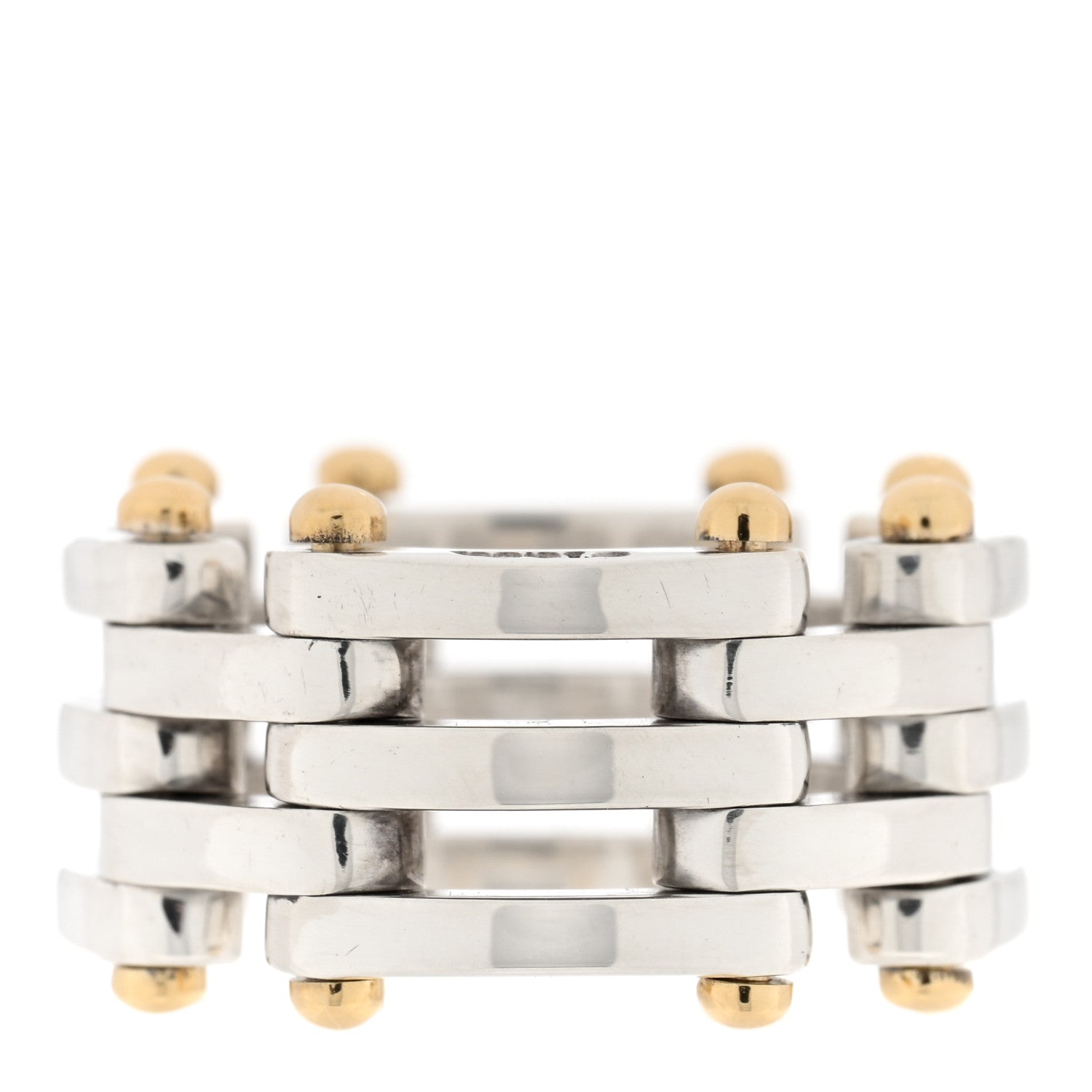 Tiffany Sterling Silver 18K Yellow Gold Gatelink Ring 50 5.5 1 of 4