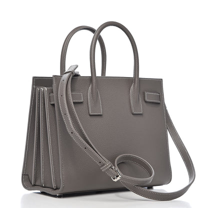 Saint Laurent Grained Calfskin Topstich Baby Sac De Jour Grey 3 of 10