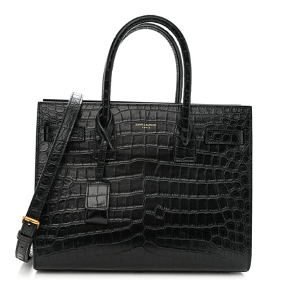Saint Laurent Calfskin Crocodile Embossed Baby Sac De Jour Black 1 of 11