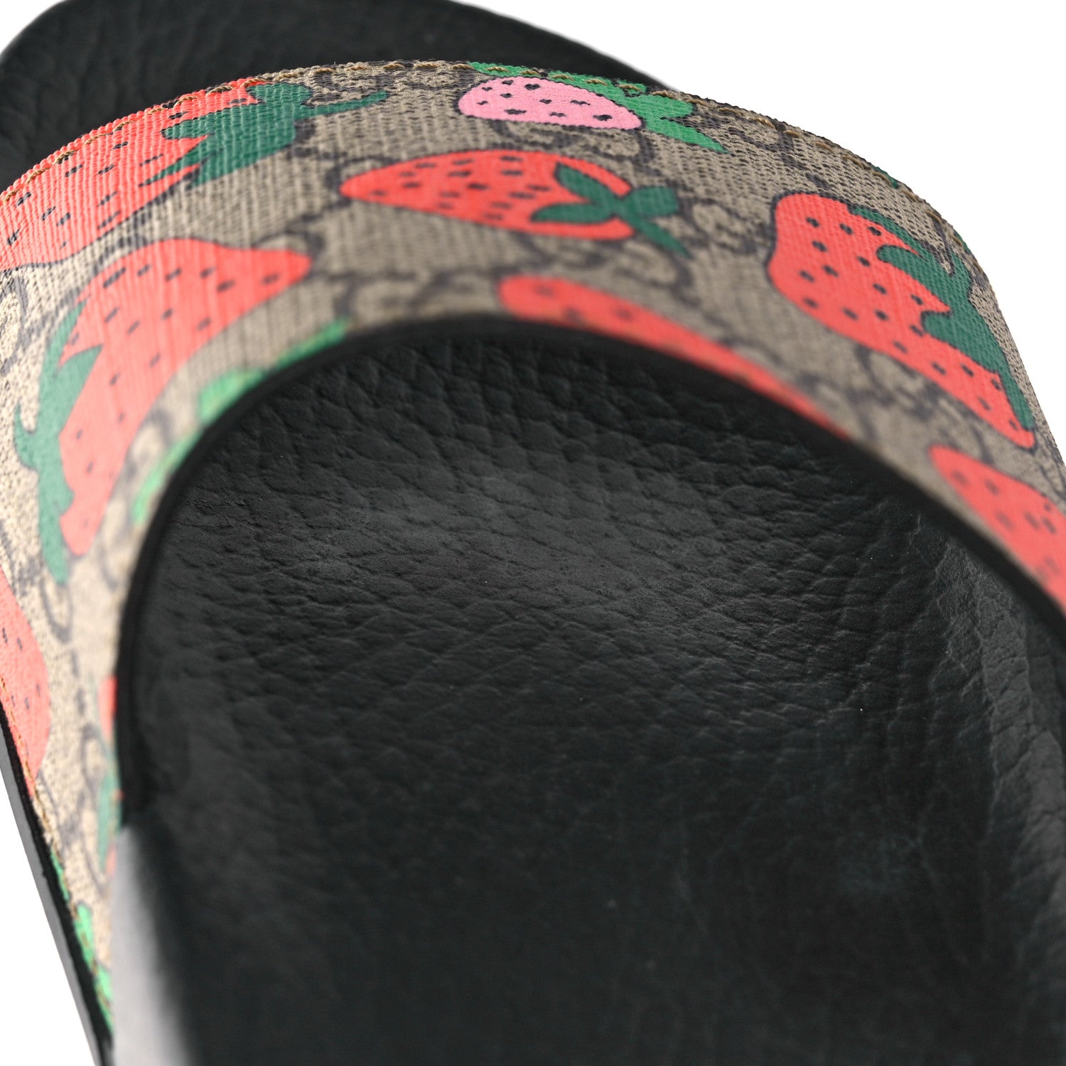 Gucci GG Supreme Monogram Strawberry Slide Sandals 37 Beige Multicolor 8 of 9