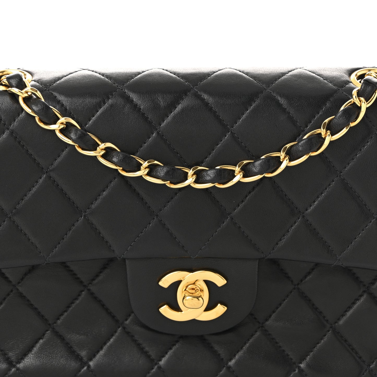 Lambskin Quilted Small Double Flap Black