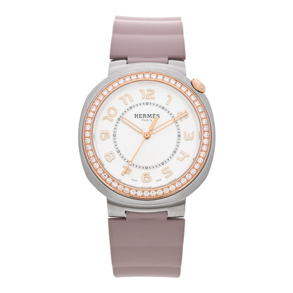 Hermes Stainless Steel 18K Rose Gold Diamond Bezel 36mm Cut Automatic Watch Glycine 1 of 5